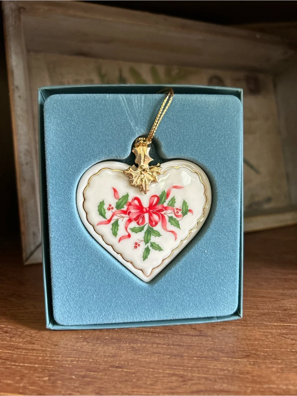 Vintage ~ LENOX Porcelain Christmas Holiday Heart Ornament w/ Original Box - Picture 2 of 5